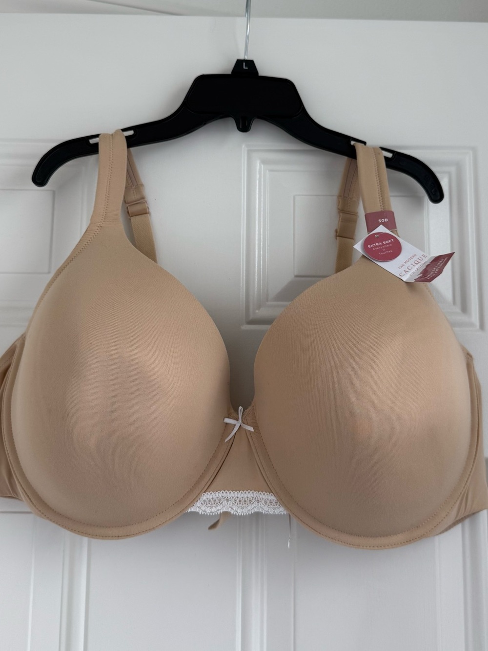 Cacique Beige Smooth Full-Coverage T-Shirt Bra with Lace Accent